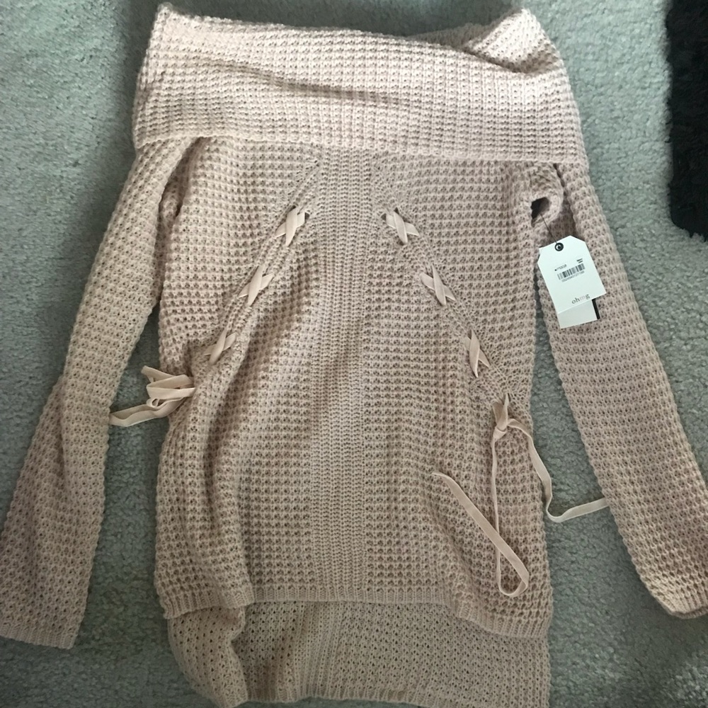 Pink off the shoulder sweater